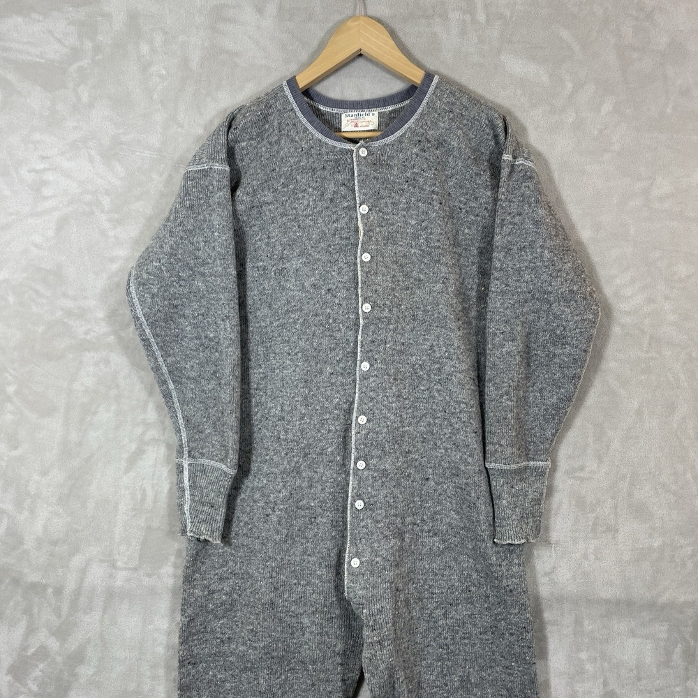 Vintage 70s 80s Stanfields Heavyweight Wool Union Suit Thermal Underwear Size 44 - Picture 2 of 13